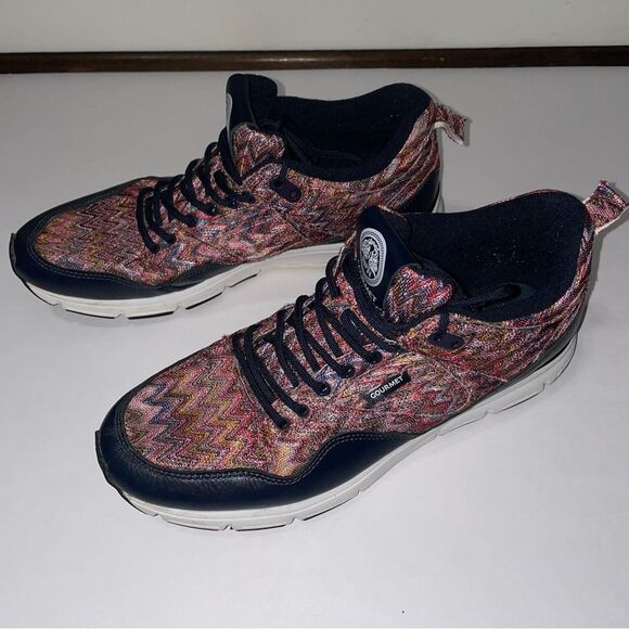 NFN Gourmet Trainer Sneakers Colorful Knit on Navy Men's Size 11 - Picture 5 of 10